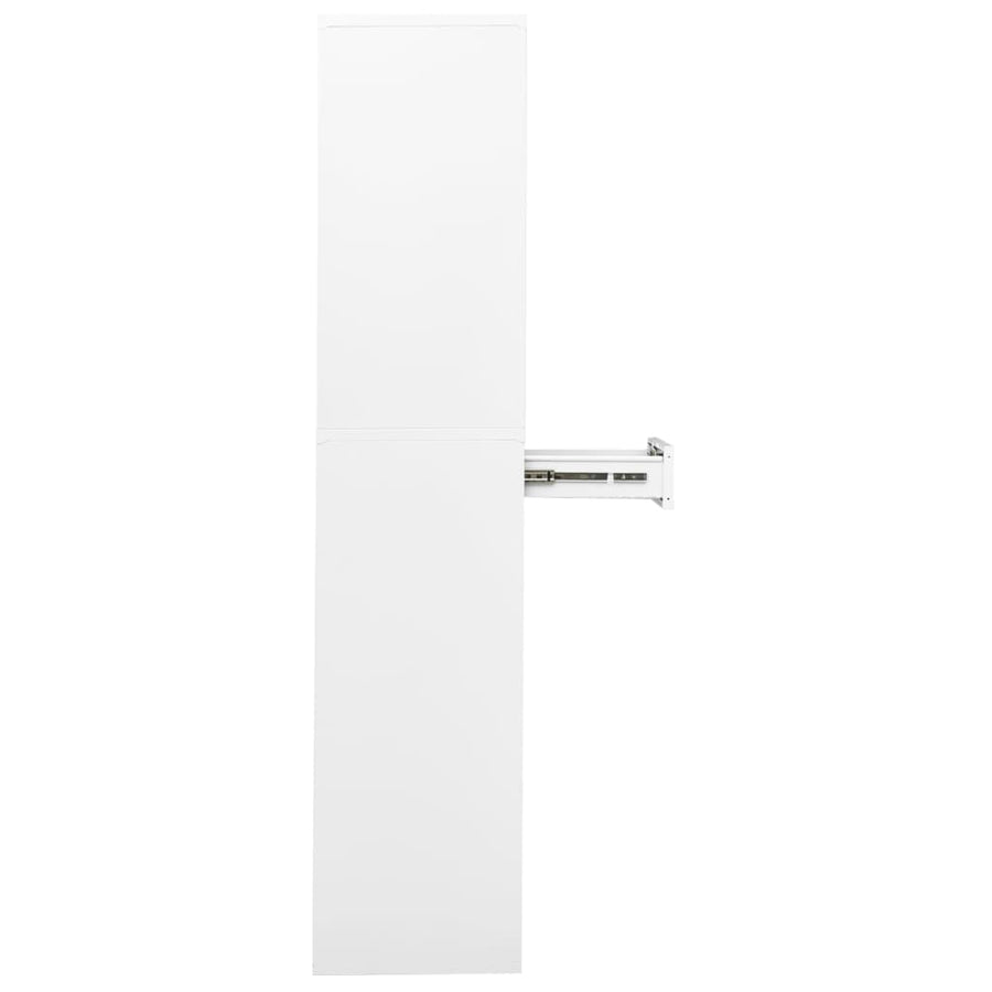 Kantoorkast 90x40x180 cm staal en gehard glas wit