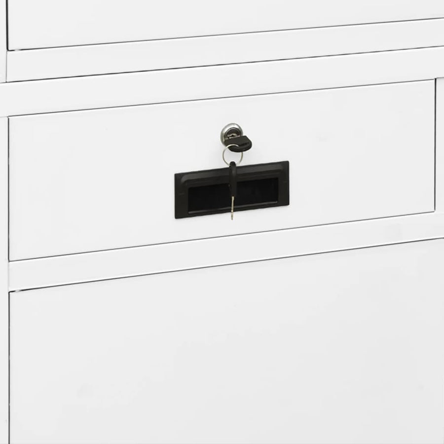 Kantoorkast 90x40x180 cm staal en gehard glas wit