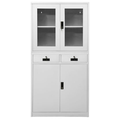 Kantoorkast 90X40X180 Cm Staal En Gehard Glas Lichtgrijs
