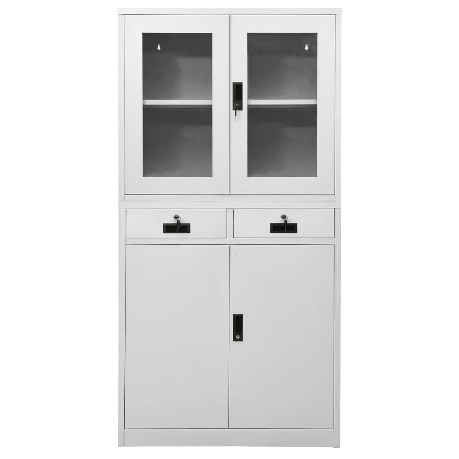 Kantoorkast 90X40X180 Cm Staal En Gehard Glas Lichtgrijs