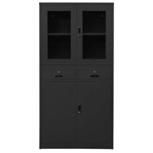 Kantoorkast 90x40x180 cm staal en gehard glas antracietkleurig