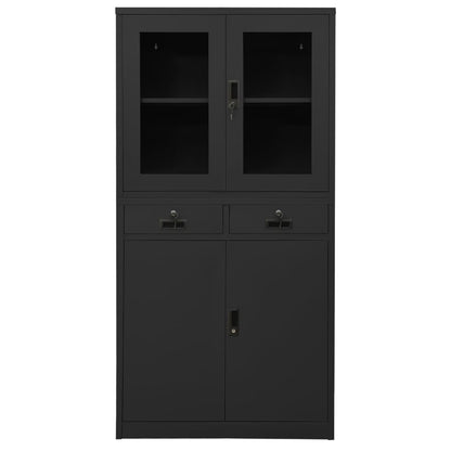 Kantoorkast 90x40x180 cm staal en gehard glas antracietkleurig