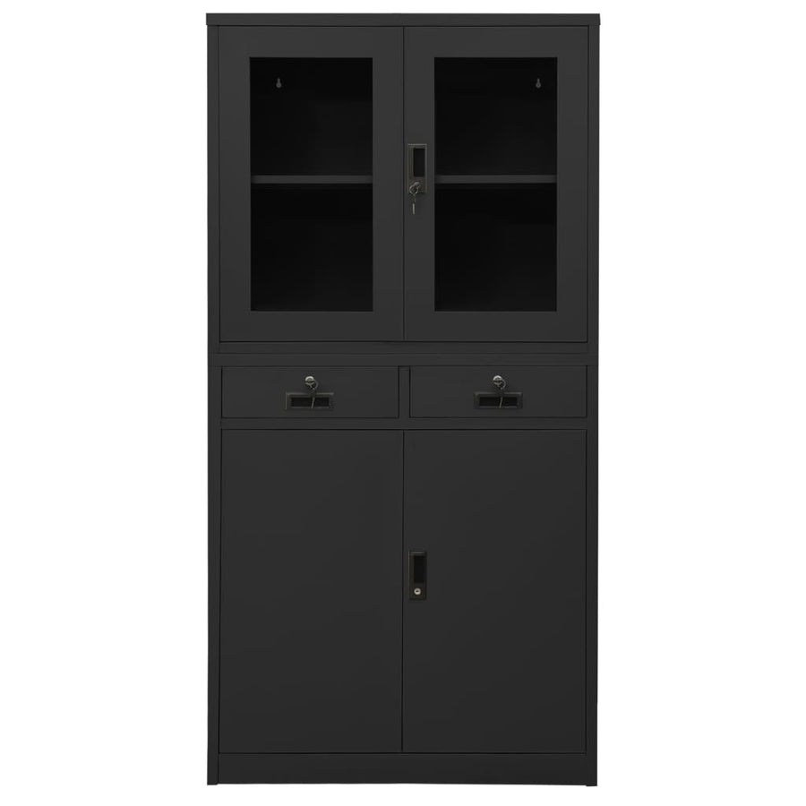 Kantoorkast 90x40x180 cm staal en gehard glas antracietkleurig