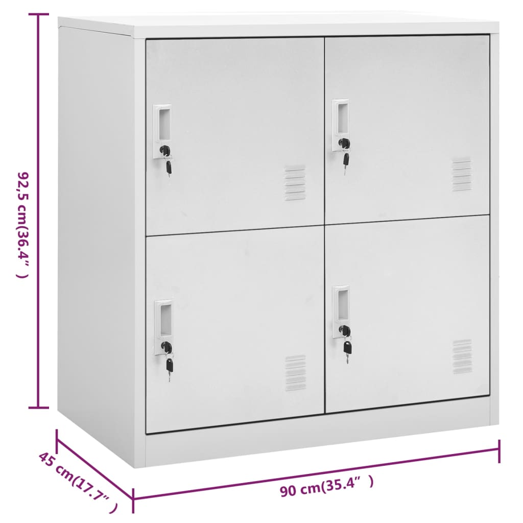 Lockerkast 90X45X92,5 Cm Staal Lichtgrijs 1 Met 4 lockers