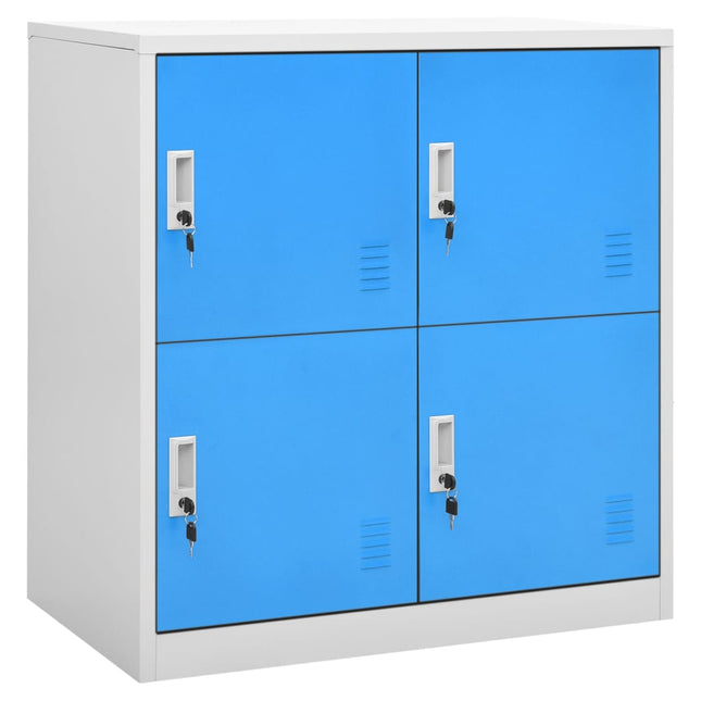 Lockerkast 90X45X92,5 Cm Staal Lichtgrijs En Blauw 1 Met 4 lockers