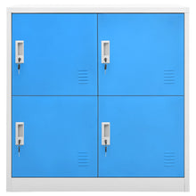 Lockerkast 90X45X92,5 Cm Staal Lichtgrijs En Blauw 1 Met 4 lockers