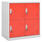 Lockerkast 90X45X92,5 Cm Staal Lichtgrijs En Rood 1 Met 4 lockers