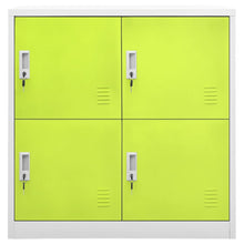 Lockerkast 90X45X92,5 Cm Staal Lichtgrijs En Groen 1 Met 4 lockers