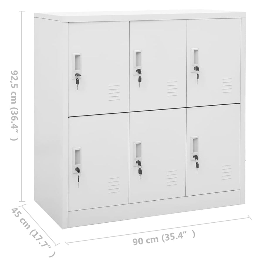 Lockerkast 90X45X92,5 Cm Staal Lichtgrijs 1 Met 6 lockers