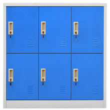 Lockerkast 90X45X92,5 Cm Staal Lichtgrijs En Blauw 1 Met 6 lockers