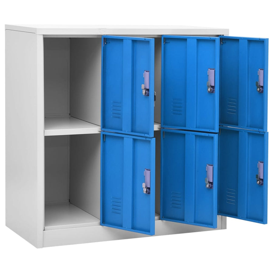 Lockerkast 90X45X92,5 Cm Staal Lichtgrijs En Blauw 1 Met 6 lockers