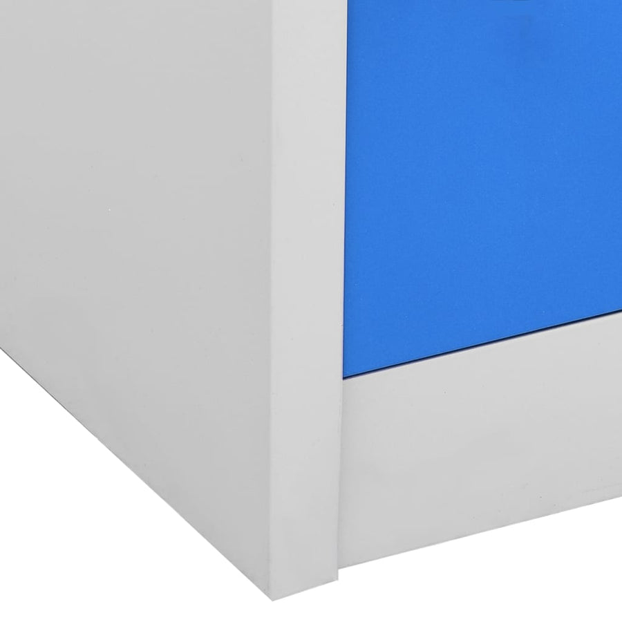 Lockerkast 90X45X92,5 Cm Staal Lichtgrijs En Blauw 1 Met 6 lockers