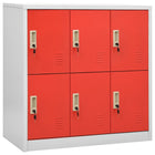 Lockerkast 90X45X92,5 Cm Staal Lichtgrijs En Rood 1 Met 6 lockers