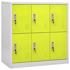 Lockerkast 90X45X92,5 Cm Staal Lichtgrijs En Groen 1 Met 6 lockers