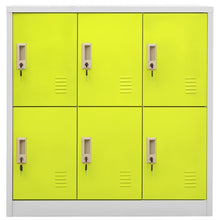 Lockerkast 90X45X92,5 Cm Staal Lichtgrijs En Groen 1 Met 6 lockers