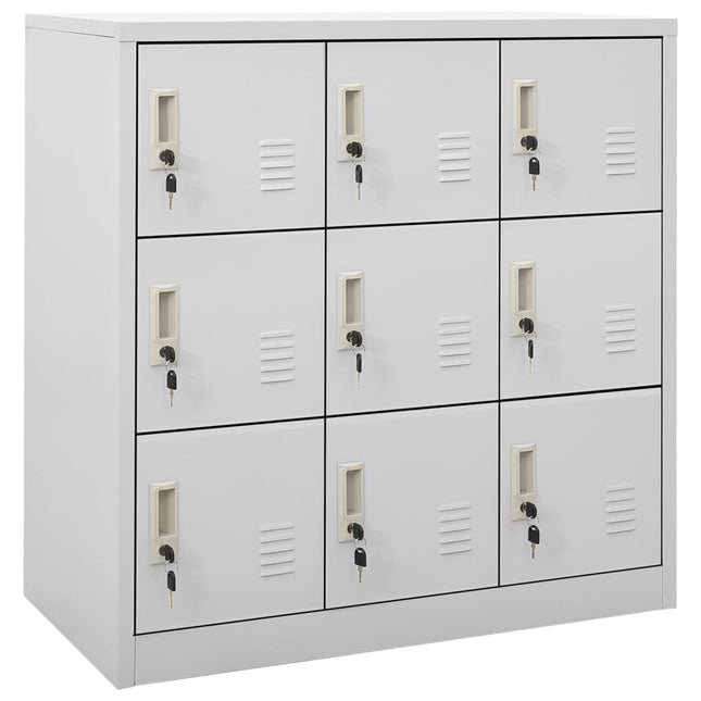 Lockerkast 90X45X92,5 Cm Staal Lichtgrijs 1 Met 9 lockers