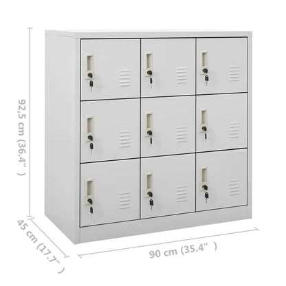 Lockerkast 90X45X92,5 Cm Staal Lichtgrijs 1 Met 9 lockers
