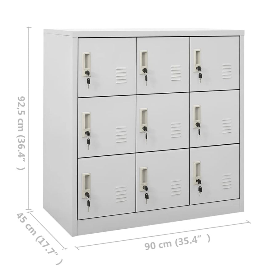 Lockerkast 90X45X92,5 Cm Staal Lichtgrijs 1 Met 9 lockers