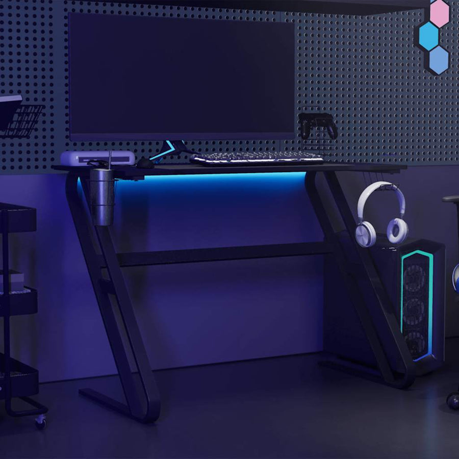 Gamingbureau met ZZ-vormige poten 110x60x75 cm zwart