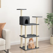 Cat scratching post with sisal scratching posts 118.5 cm dark gray