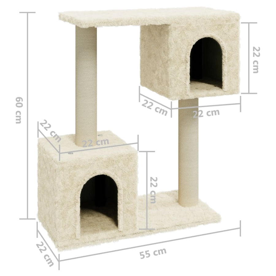 Kattenkrabpaal Met Sisal Krabpalen 60 Cm Crèmekleurig