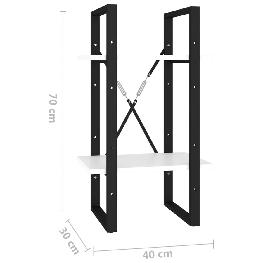 Boekenkast Met 2 Schappen Wit 40 x 30 x 70 cm Bewerkt hout
