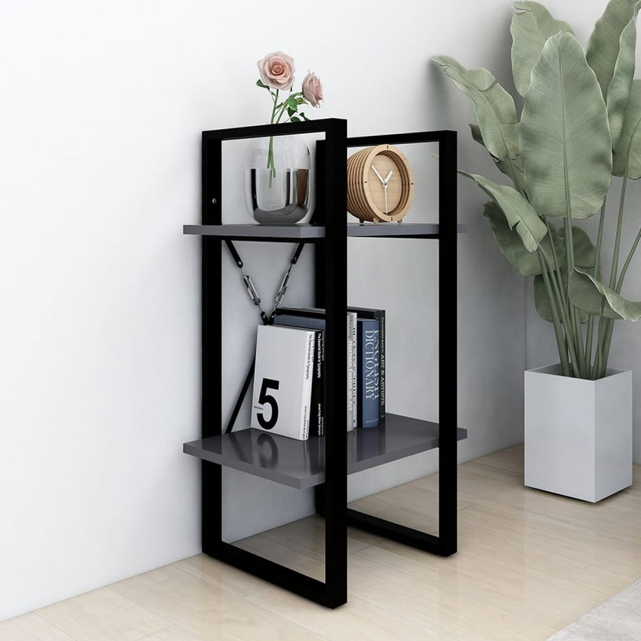 Boekenkast Met 2 Schappen Spaanplaat Grijs 40 x 30 x 70 cm Bewerkt hout