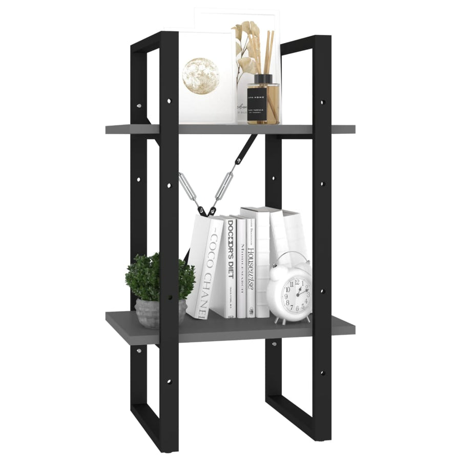 Boekenkast Met 2 Schappen Spaanplaat Grijs 40 x 30 x 70 cm Bewerkt hout