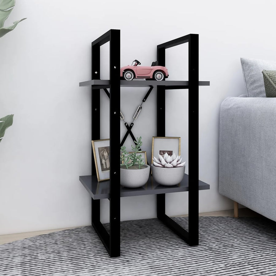 Boekenkast Met 2 Schappen Spaanplaat Grijs 40 x 30 x 70 cm Bewerkt hout