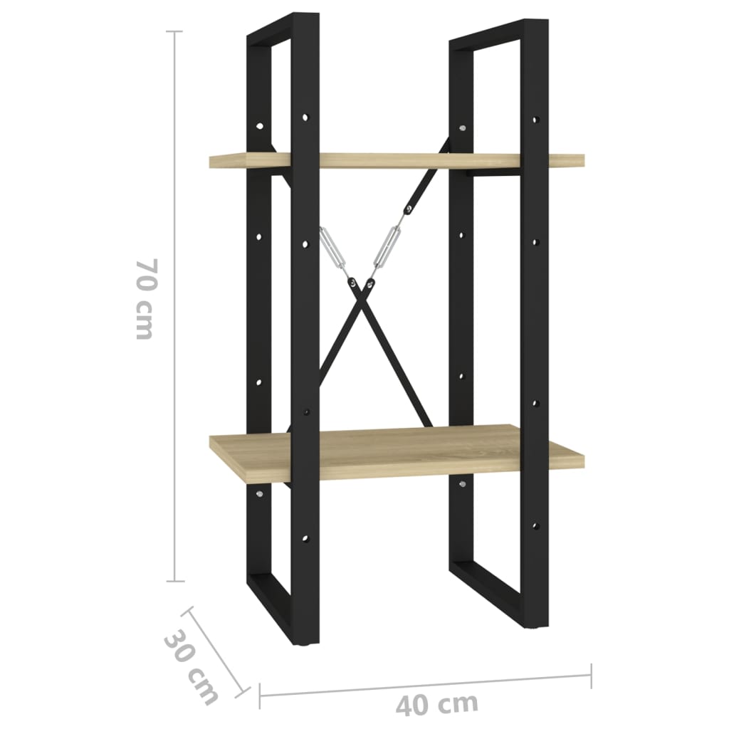 Boekenkast Met 2 Schappen Spaanplaat Sonoma Eiken 40 x 30 x 70 cm Bewerkt hout