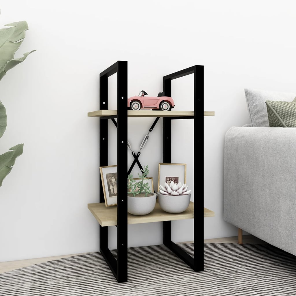 Boekenkast Met 2 Schappen Spaanplaat Sonoma Eiken 40 x 30 x 70 cm Bewerkt hout