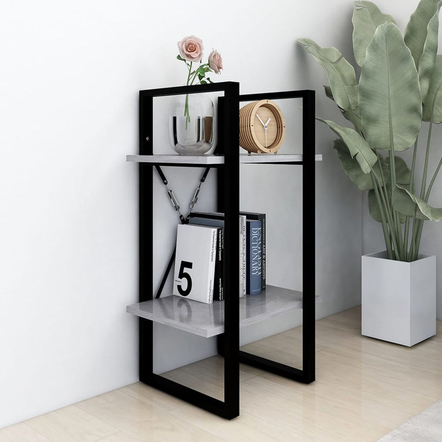 Boekenkast Met 2 Schappen Spaanplaat Betongrijs 40 x 30 x 70 cm Bewerkt hout