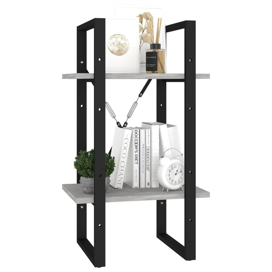Boekenkast Met 2 Schappen Spaanplaat Betongrijs 40 x 30 x 70 cm Bewerkt hout