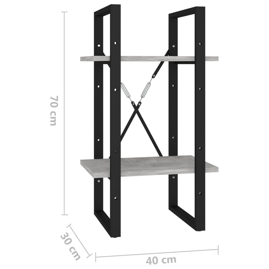 Boekenkast Met 2 Schappen Spaanplaat Betongrijs 40 x 30 x 70 cm Bewerkt hout