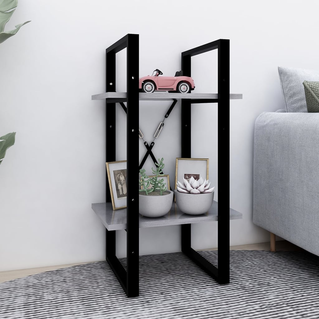 Boekenkast Met 2 Schappen Spaanplaat Betongrijs 40 x 30 x 70 cm Bewerkt hout