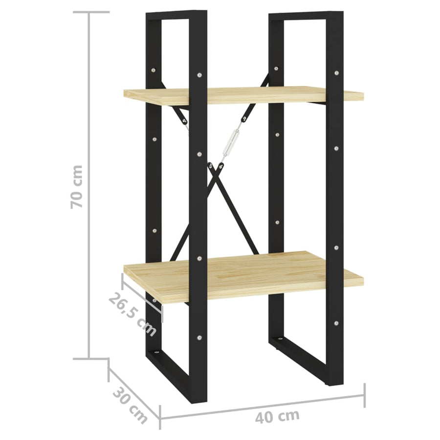 Boekenkast Met 2 Schappen Massief Grenen Naturel 40 x 30 x 70 cm Hout
