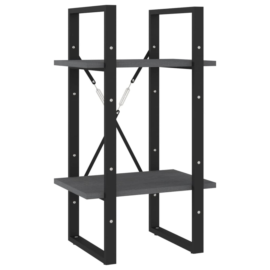 Boekenkast Met 2 Schappen Massief Grenen Grijs 40 x 30 x 70 cm Hout