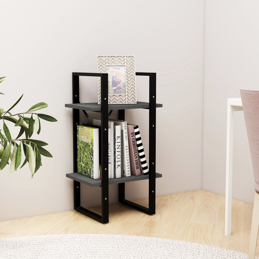 Boekenkast Met 2 Schappen Massief Grenen Grijs 40 x 30 x 70 cm Hout