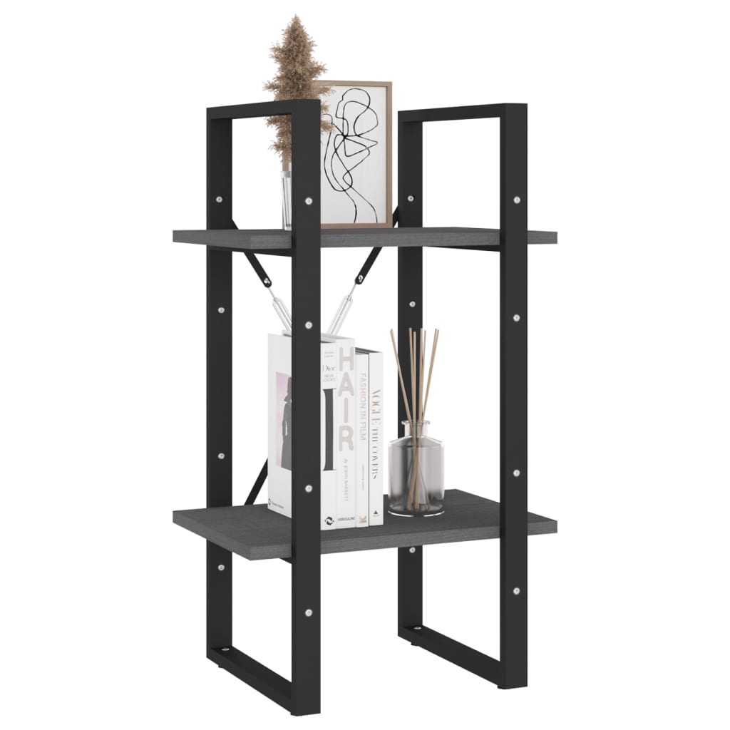 Boekenkast Met 2 Schappen Massief Grenen Grijs 40 x 30 x 70 cm Hout