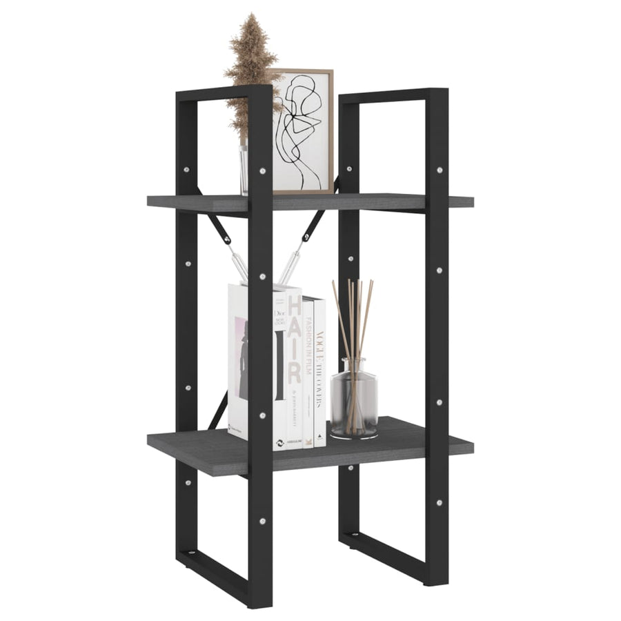 Boekenkast Met 2 Schappen Massief Grenen Grijs 40 x 30 x 70 cm Hout