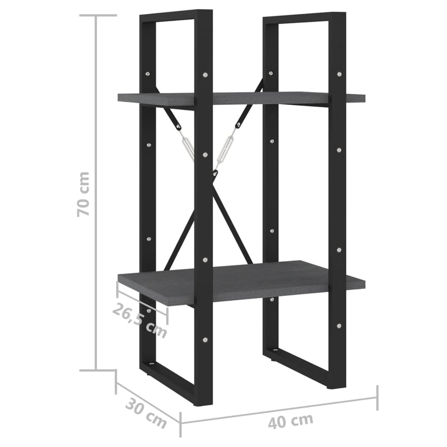 Boekenkast Met 2 Schappen Massief Grenen Grijs 40 x 30 x 70 cm Hout