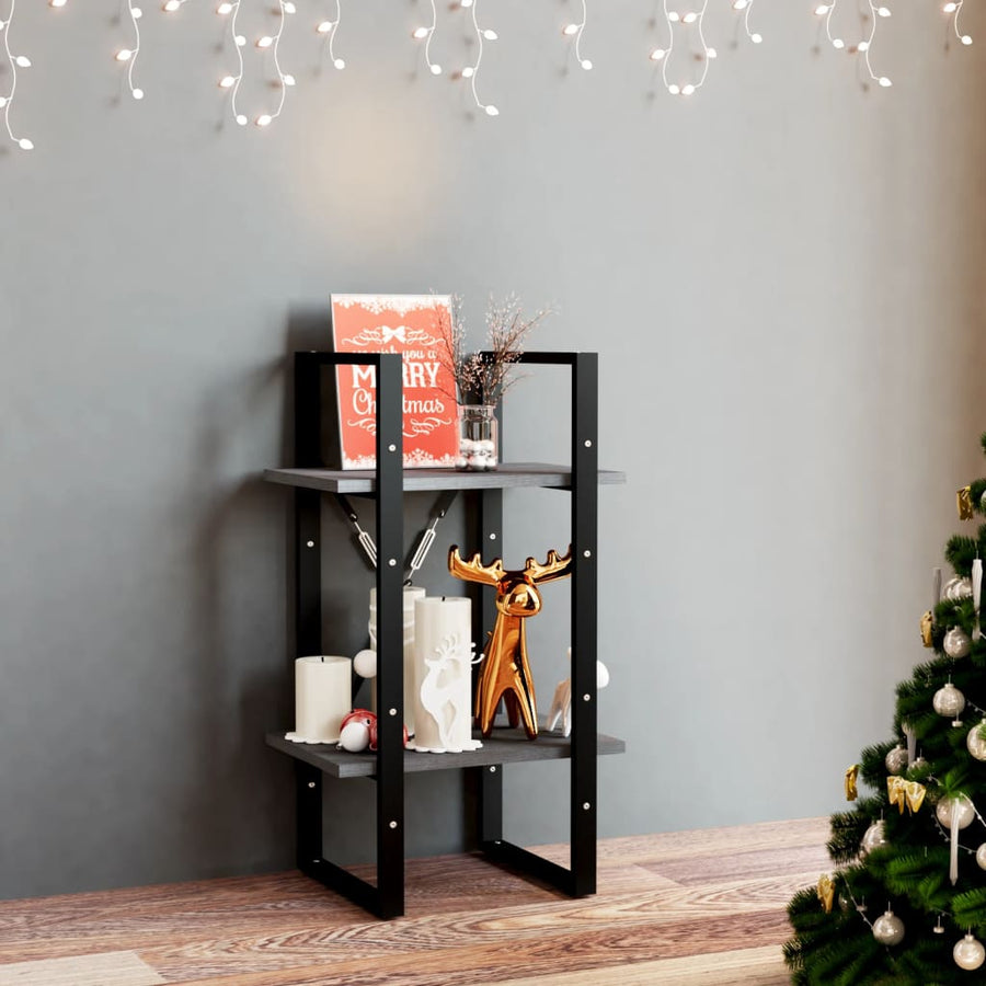 Boekenkast Met 2 Schappen Massief Grenen Grijs 40 x 30 x 70 cm Hout