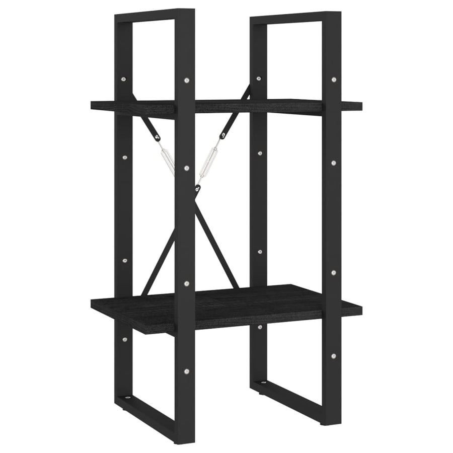 Boekenkast Met 2 Schappen Massief Grenen Zwart 40 x 30 x 70 cm Hout