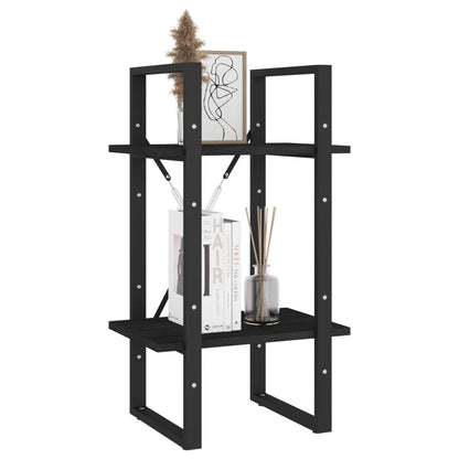 Boekenkast Met 2 Schappen Massief Grenen Zwart 40 x 30 x 70 cm Hout