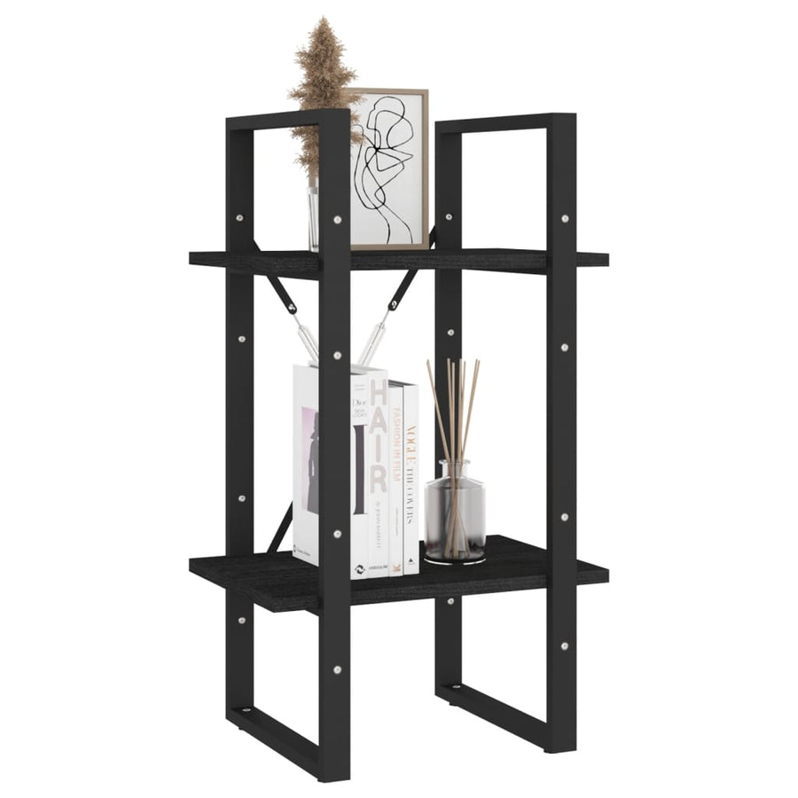 Boekenkast Met 2 Schappen Massief Grenen Zwart 40 x 30 x 70 cm Hout
