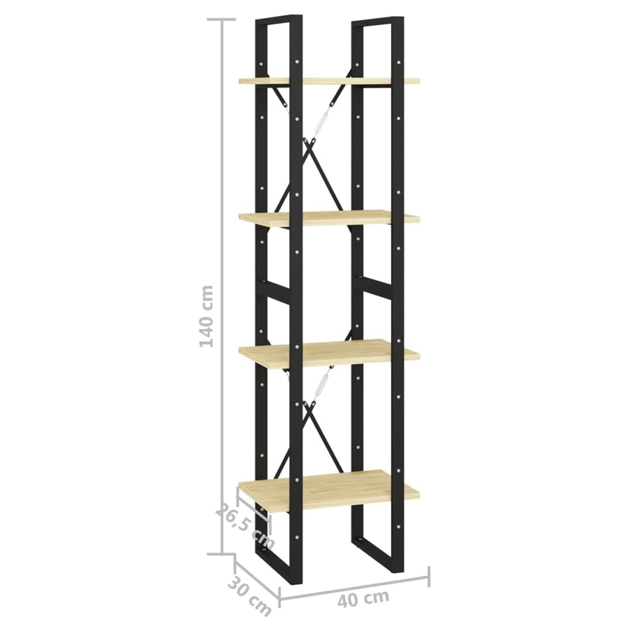 Boekenkast Met 4 Schappen Massief Grenen Naturel 40 x 30 x 140 cm Hout