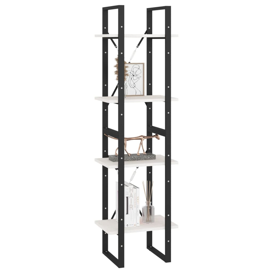 Boekenkast Met 4 Schappen Massief Grenen Wit 40 x 30 x 140 cm Hout