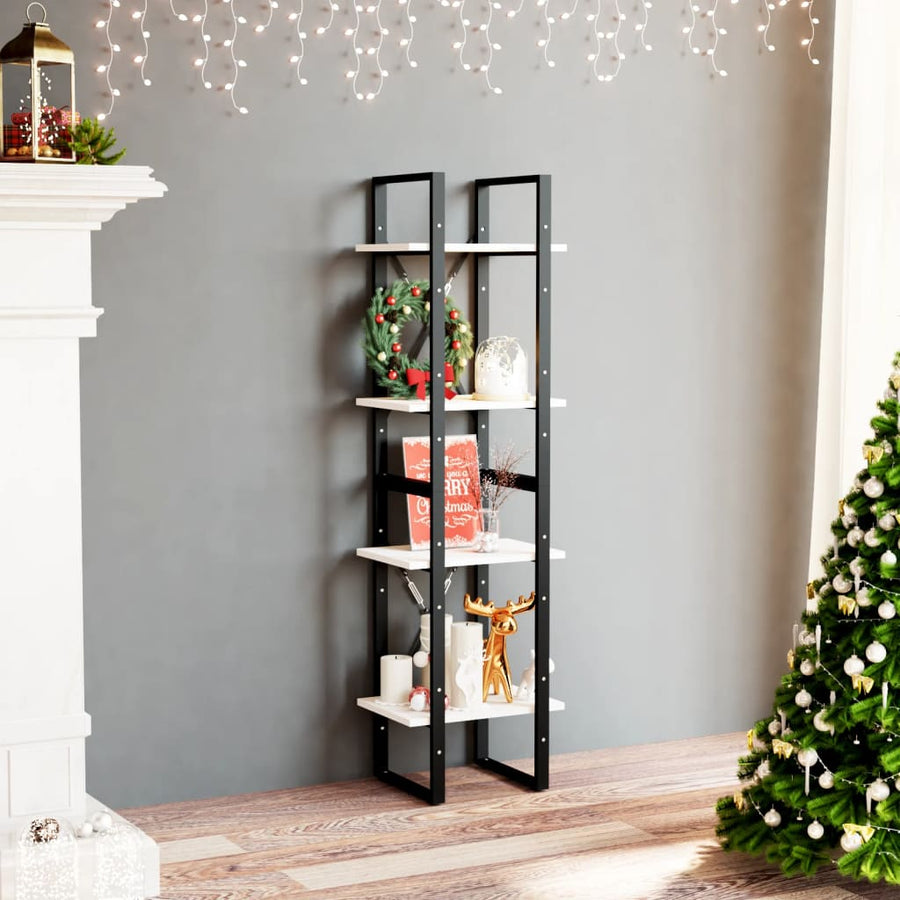 Boekenkast Met 4 Schappen Massief Grenen Wit 40 x 30 x 140 cm Hout