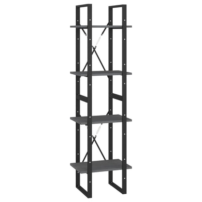 Boekenkast Met 4 Schappen Massief Grenen Grijs 40 x 30 x 140 cm Hout