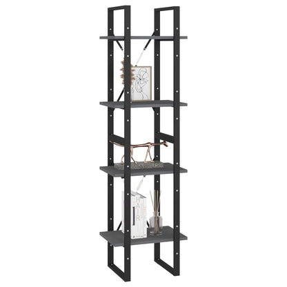 Boekenkast Met 4 Schappen Massief Grenen Grijs 40 x 30 x 140 cm Hout